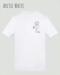 das bild zeigt das awdis t-shirt 180 T in arctic white mit dem design keep it simple.