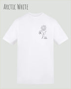 das bild zeigt das awdis t-shirt 180 T in arctic white mit dem design keep it simple.