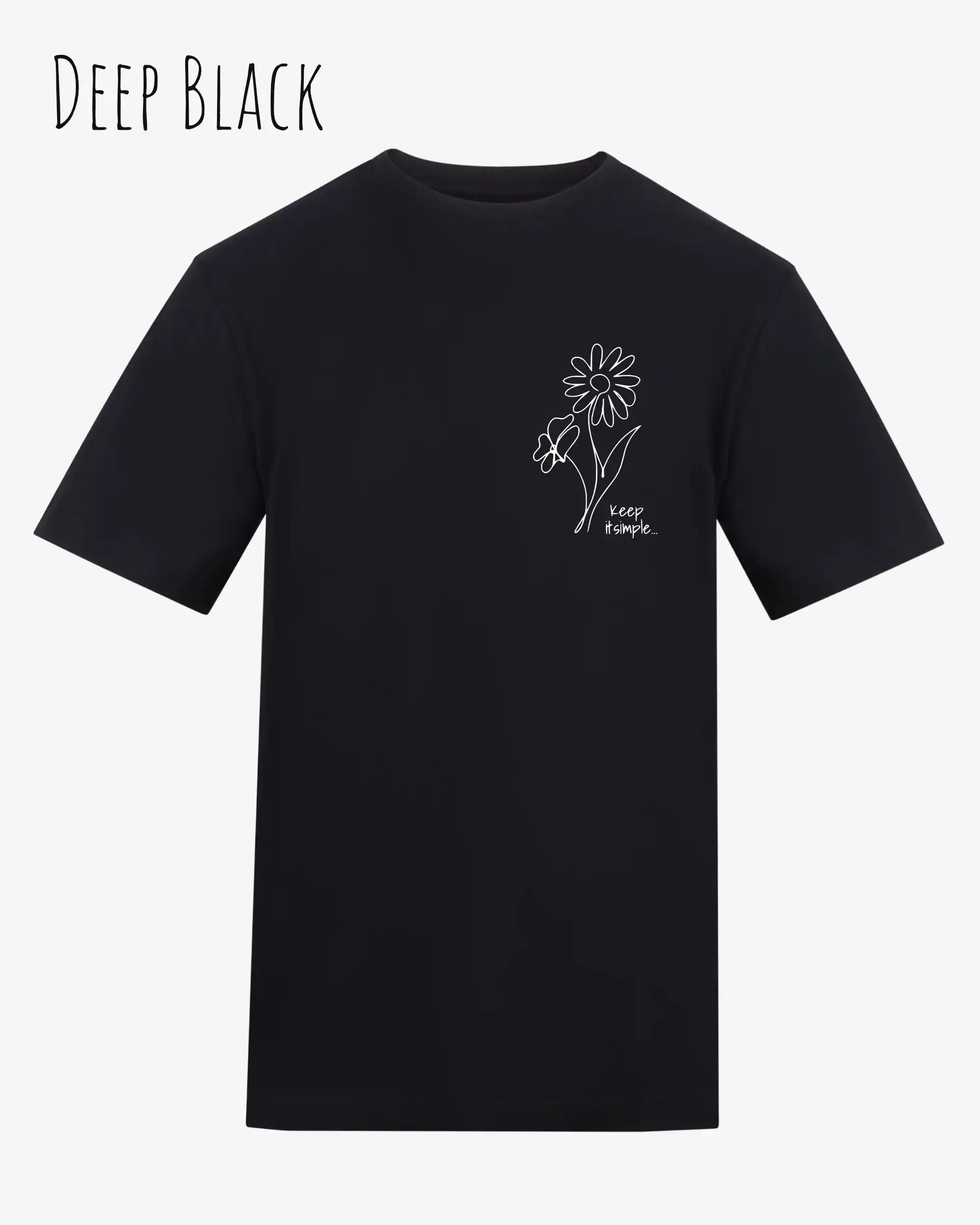 das bild zeigt das awdis t-shirt 180 T in deep black mit dem design keep it simple.