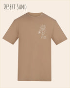 das bild zeigt das awdis t-shirt 180 T in desert sand mit dem design keep it simple.