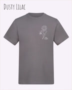 das bild zeigt das awdis t-shirt 180 T in dusty lilac mit dem design keep it simple.