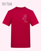 das bild zeigt das awdis t-shirt 180 T in hot pink mit dem design keep it simple.