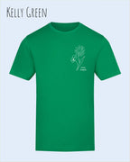 das bild zeigt das awdis t-shirt 180 T in kelly green mit dem design keep it simple.
