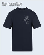 das bild zeigt das awdis t-shirt 180 T in new French navy mit dem design keep it simple.