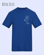das bild zeigt das awdis t-shirt 180 T in royal blue mit dem design keep it simple.