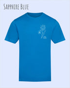 das bild zeigt das awdis t-shirt 180 T in sapphire blue mit dem design keep it simple.