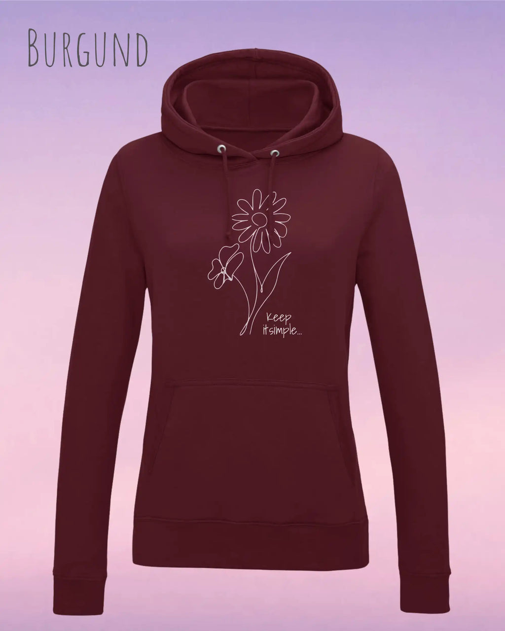 damen hoodie burgundy  im feminine fit aus weicher baumwollmischung mit keep it simple design