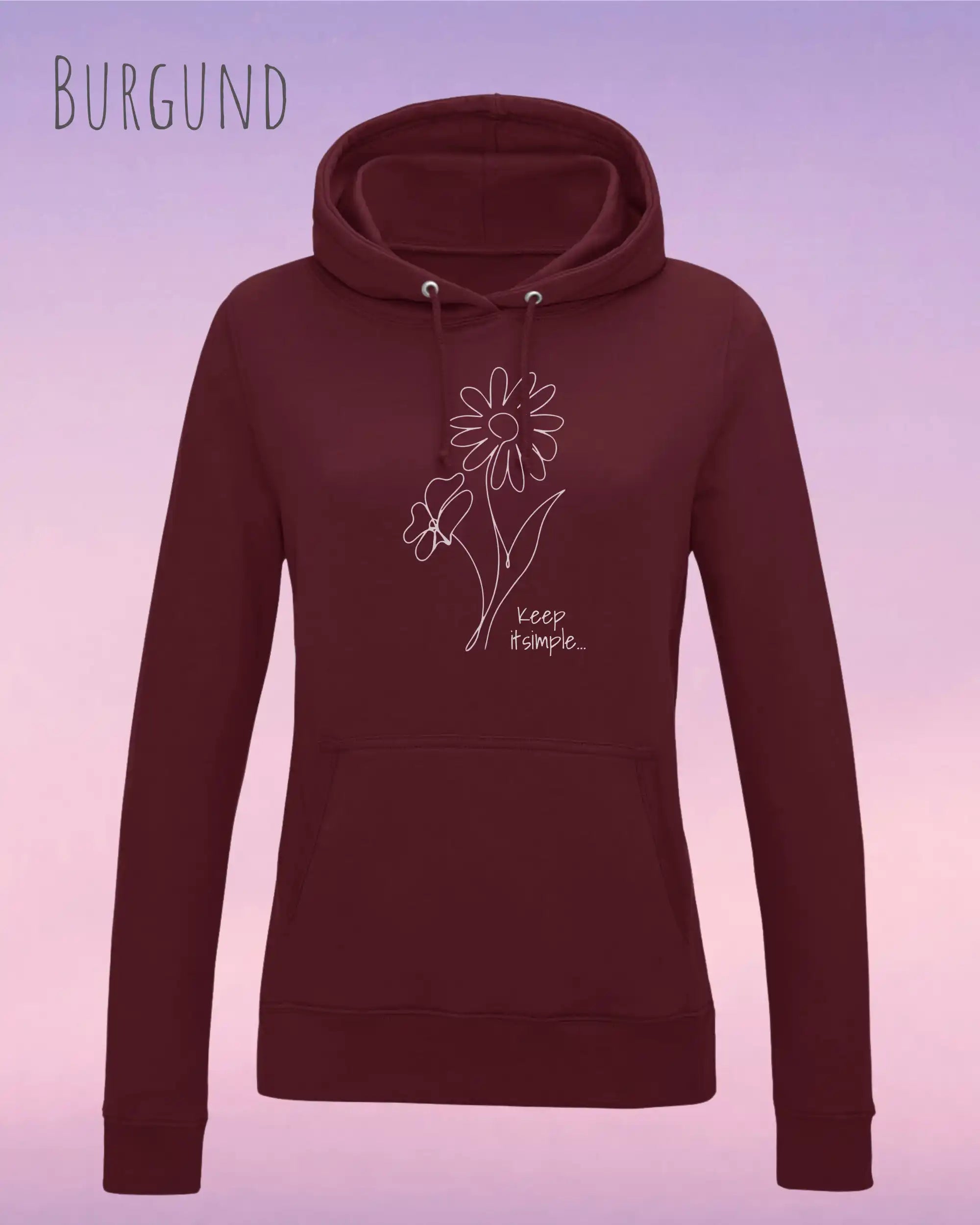 damen hoodie burgundy  im feminine fit aus weicher baumwollmischung mit keep it simple design