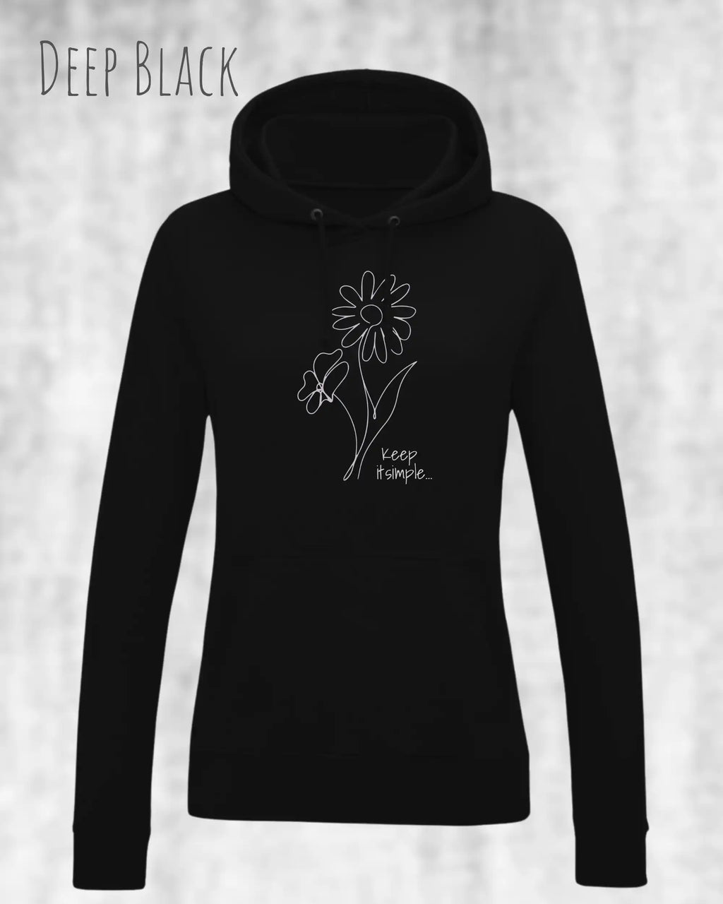 damen hoodie deep black im feminine fit aus weicher baumwollmischung mit keep it simple design
