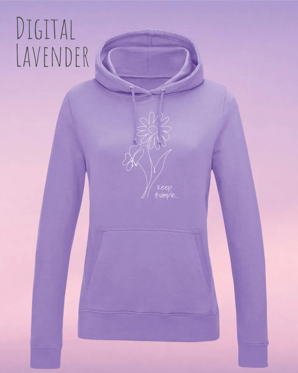 damen hoodie digital lavender im feminine fit aus weicher baumwollmischung mit keep it simple design