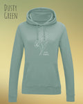 damen hoodie dusty green im feminine fit aus weicher baumwollmischung mit keep it simple design