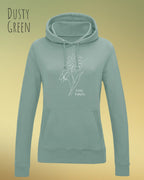 damen hoodie dusty green im feminine fit aus weicher baumwollmischung mit keep it simple design