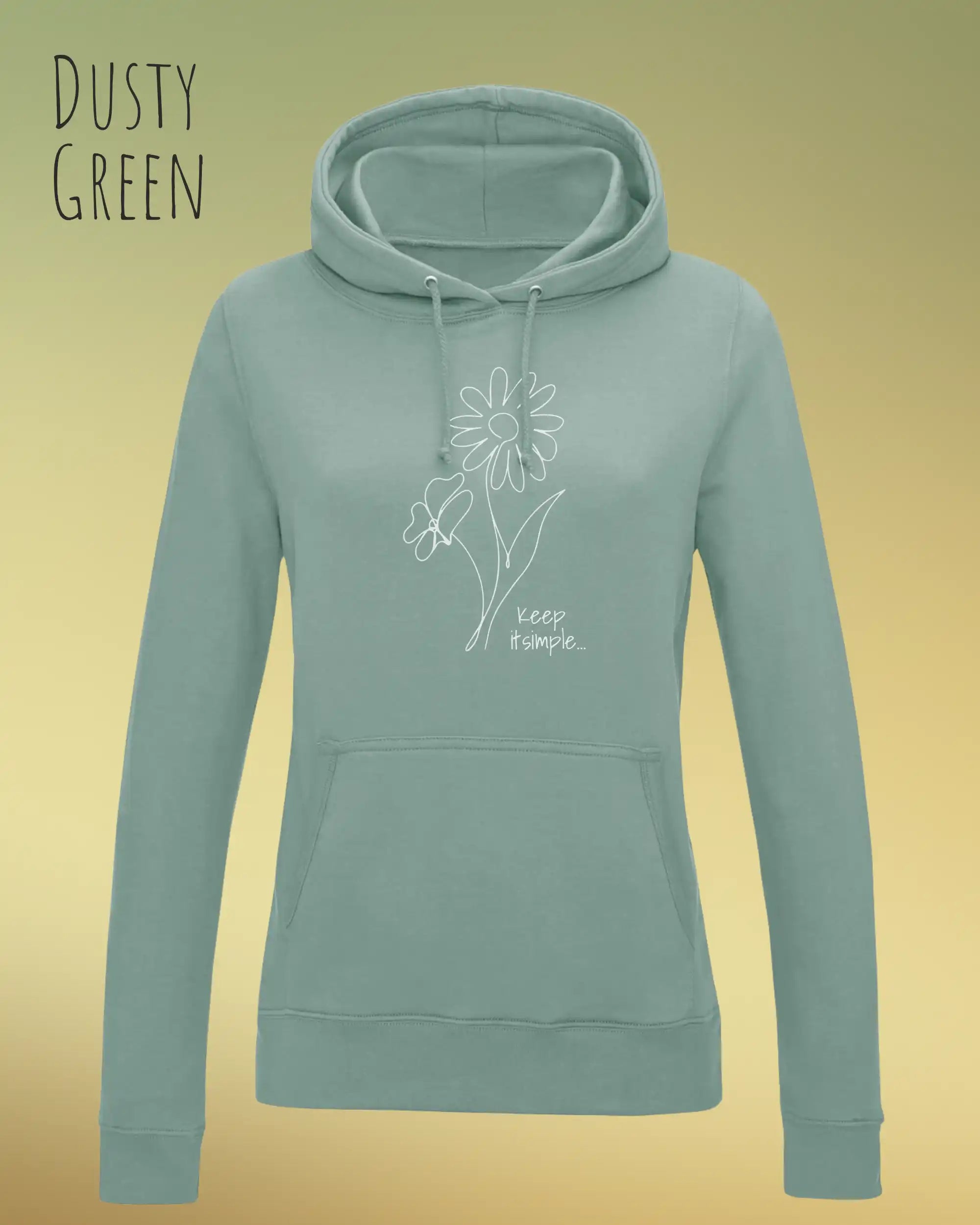 damen hoodie dusty green im feminine fit aus weicher baumwollmischung mit keep it simple design