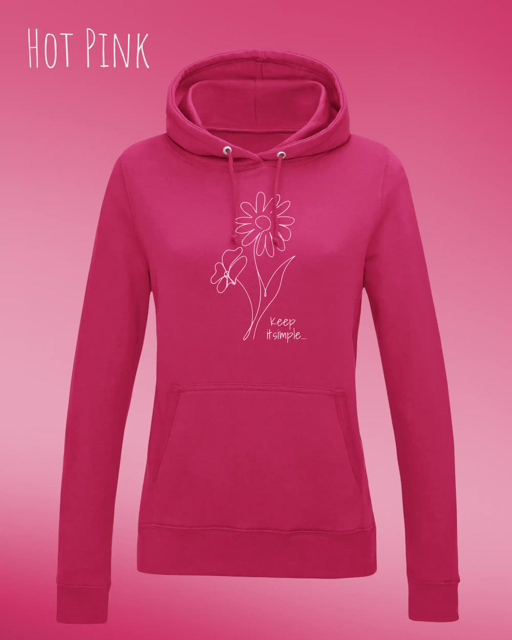 damen hoodie hot pink im feminine fit aus weicher baumwollmischung mit keep it simple design