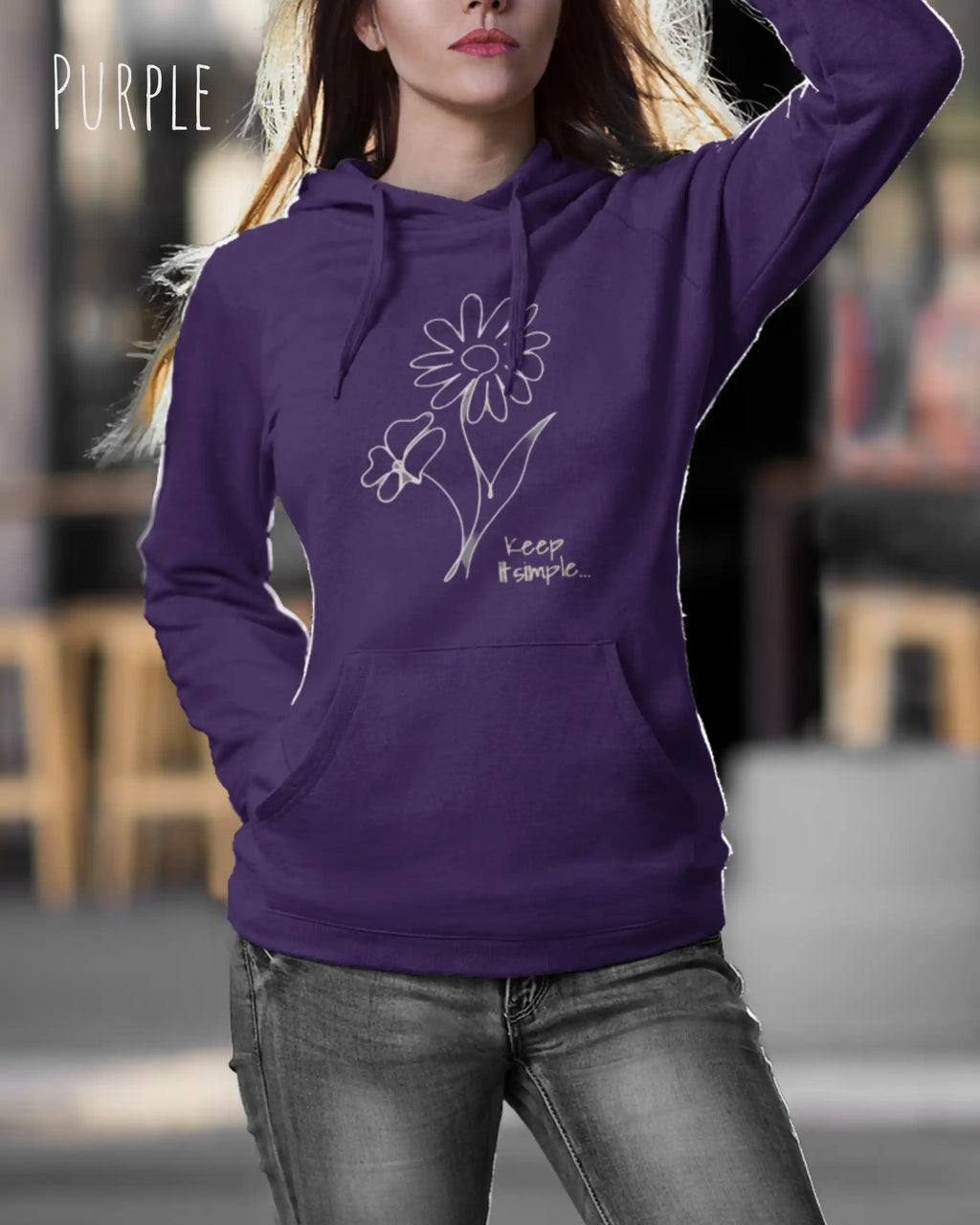 damen hoodie purple im feminine fit aus weicher baumwollmischung mit keep it simple design