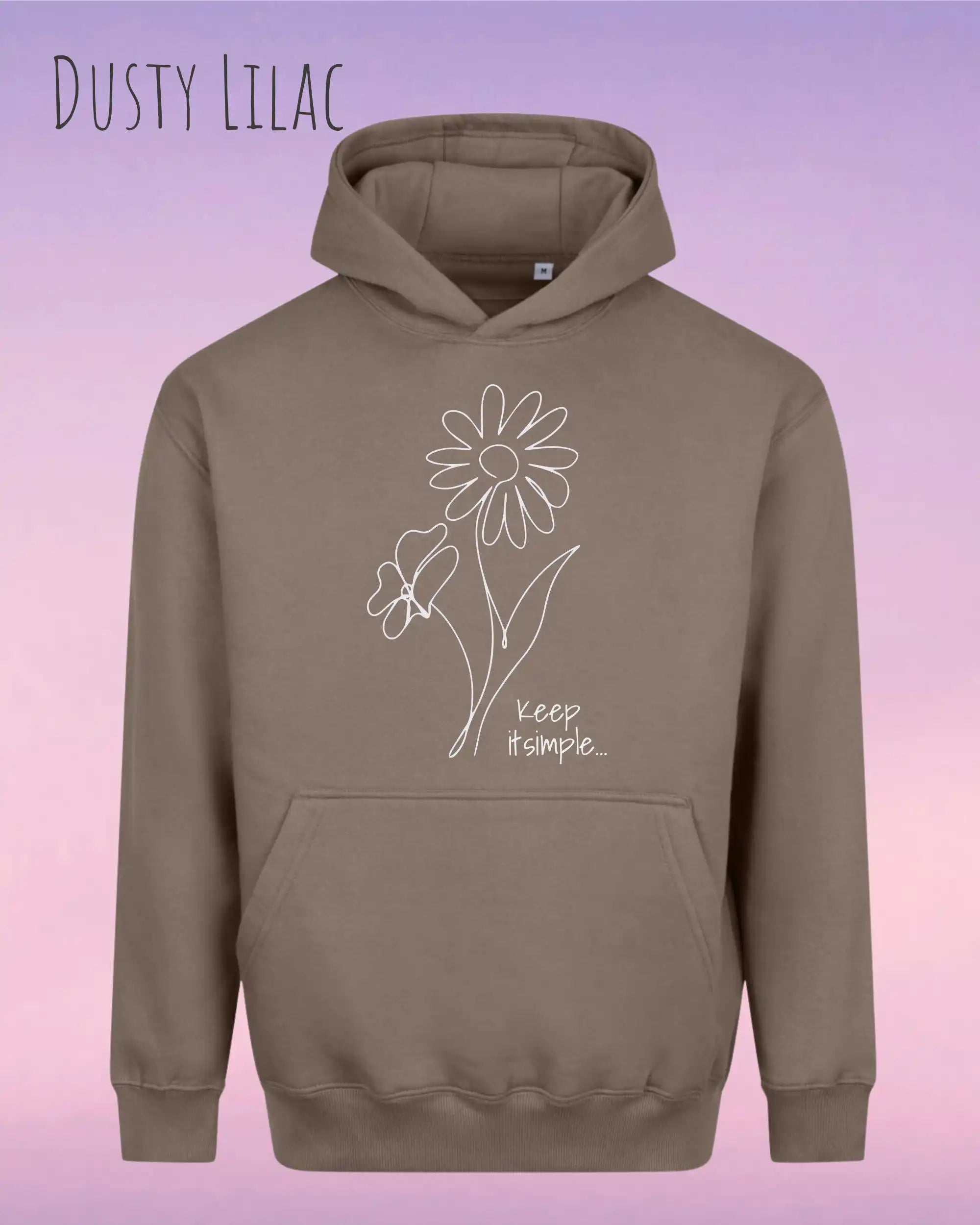 unisex streetwear hoodie dusty lilac im oversize fit mit design keep it simple