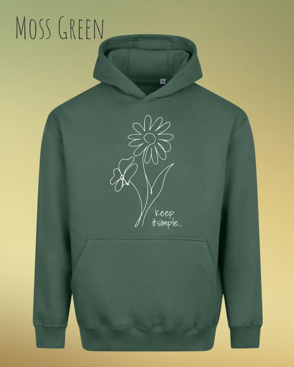 unisex streetwear hoodie moss green im oversize fit mit design keep it simple