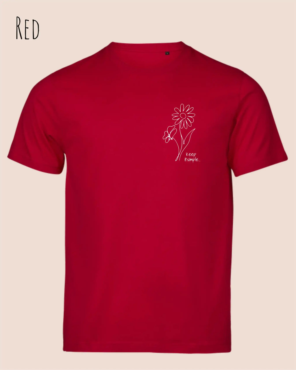 die Abbildung zeigt das unisex t-shirt Tee Jays Urban Luxury Tee 1150 In der farbe  red und dem design keep it simple.