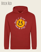 Das Bild zeigt den Unisex Hoodie JH001 von awdis in der Farbe brick red mit dem Design Nothing beats a great smile.