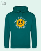 Das Bild zeigt den Unisex Hoodie JH001 von awdis in der Farbe jade mit dem Design Nothing beats a great smile.