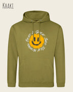 Das Bild zeigt den Unisex Hoodie JH001 von awdis in der Farbe khaki mit dem Design Nothing beats a great smile.