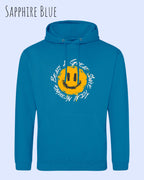 Das Bild zeigt den Unisex Hoodie JH001 von awdis in der Farbe sapphire blue mit dem Design Nothing beats a great smile.