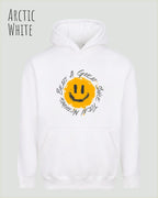 Das Bild zeigt den oversized hoodie jh111 von just hoods in der farbe arctic nwhite  mit dem design notihing beats a great smile.