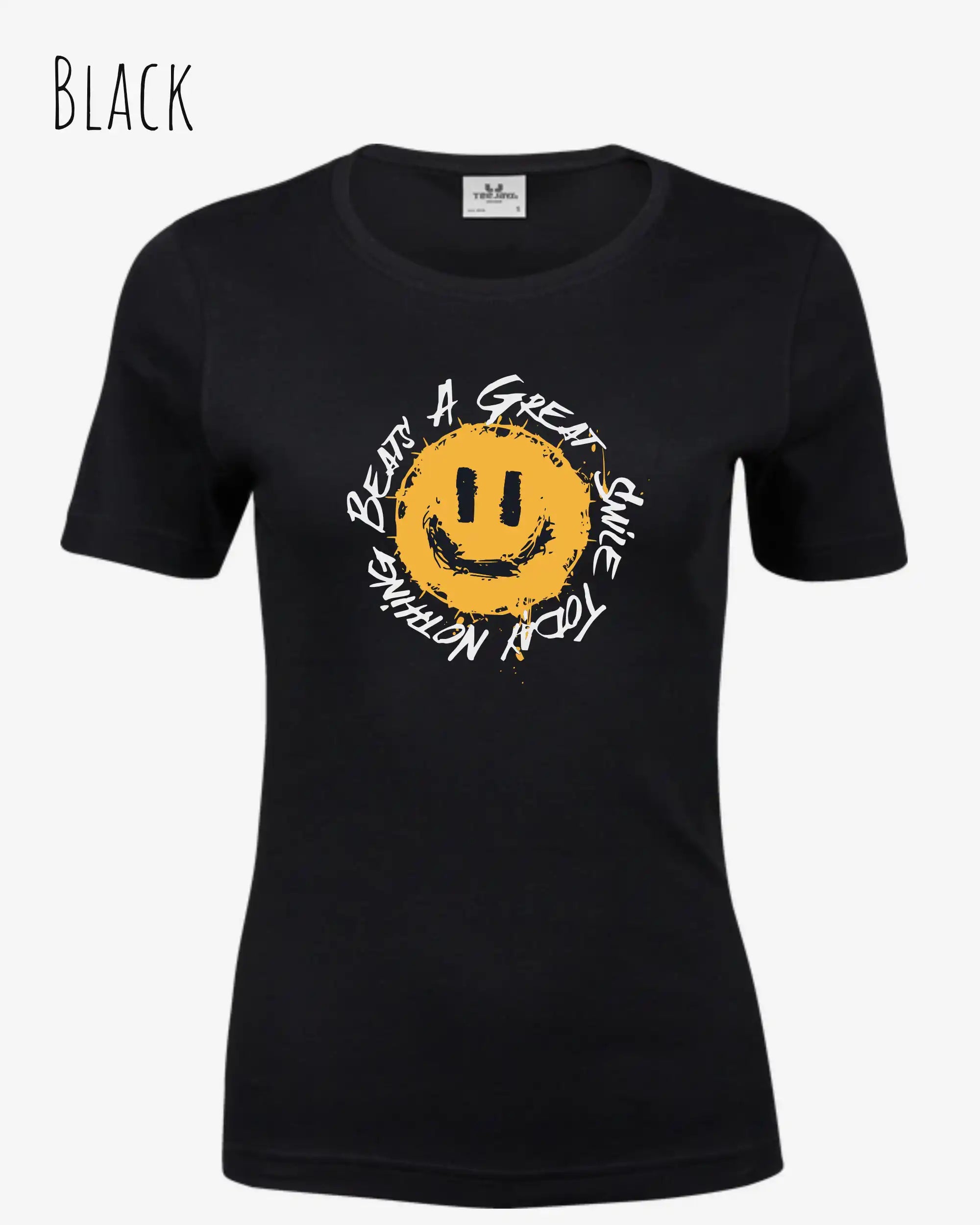 Bio Design-T‑Shirt – Feminine Fit – NOTHING BEATS A GREAT SMILE – Premium‑Baumwolle
