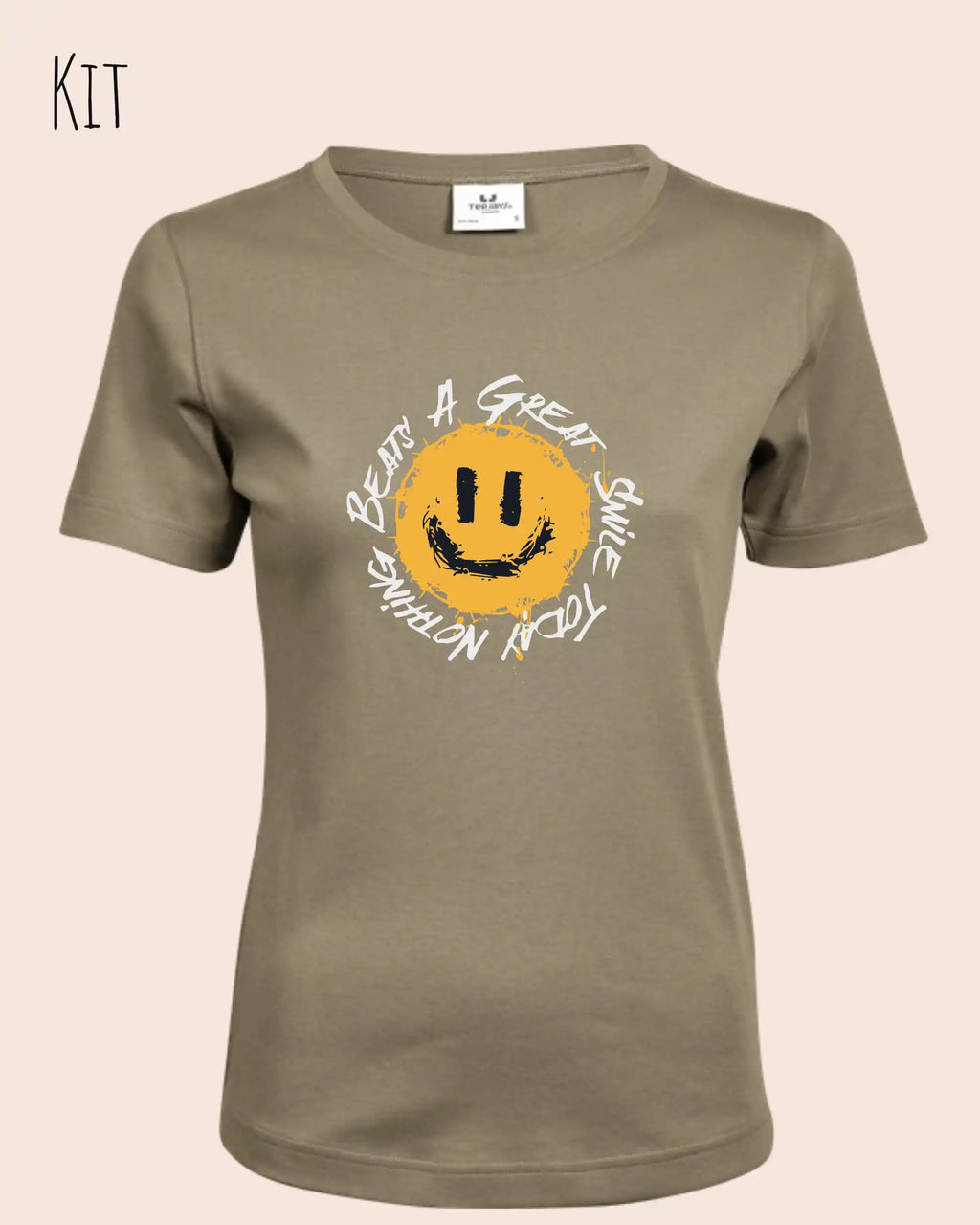 Bio Design-T‑Shirt – Feminine Fit – NOTHING BEATS A GREAT SMILE – Premium‑Baumwolle