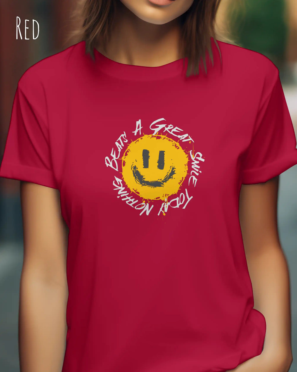 Bio Design-T‑Shirt – Feminine Fit – NOTHING BEATS A GREAT SMILE – Premium‑Baumwolle