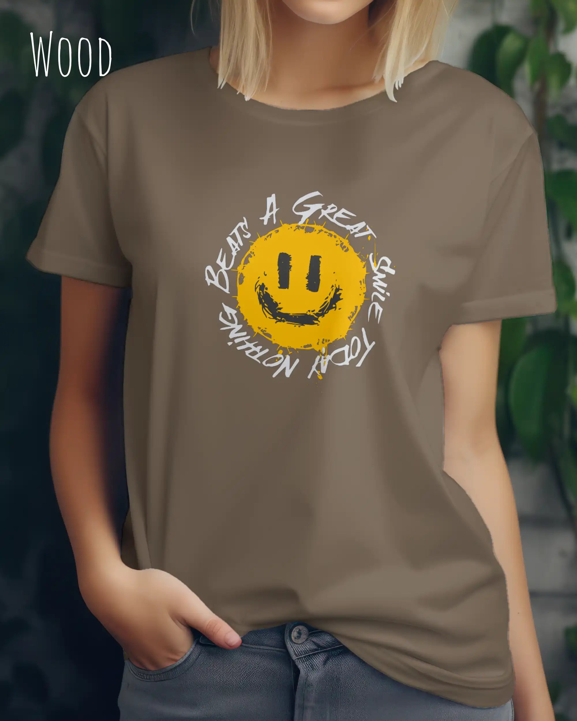 Bio Design-T‑Shirt – Feminine Fit – NOTHING BEATS A GREAT SMILE – Premium‑Baumwolle