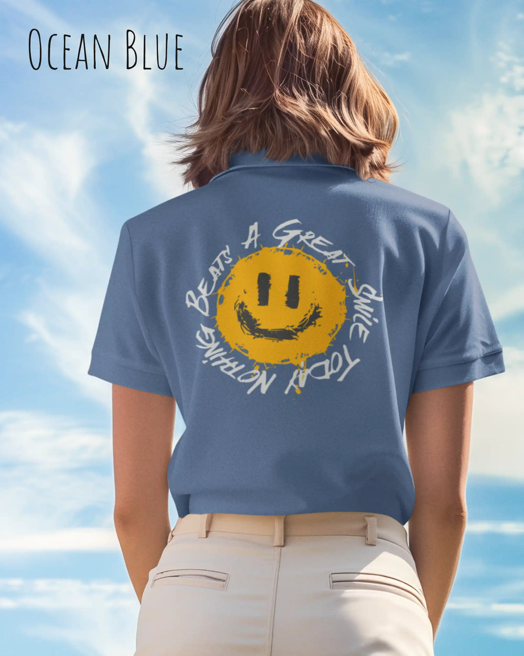 Bio Design-T‑Shirt – Feminine Fit – NOTHING BEATS A GREAT SMILE – Premium‑Baumwolle
