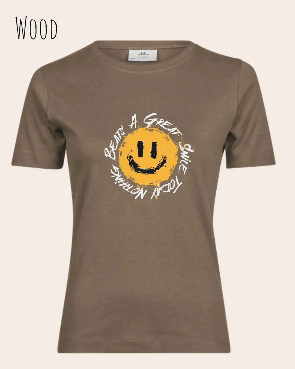 Bio Design-T‑Shirt – Feminine Fit – NOTHING BEATS A GREAT SMILE – Premium‑Baumwolle