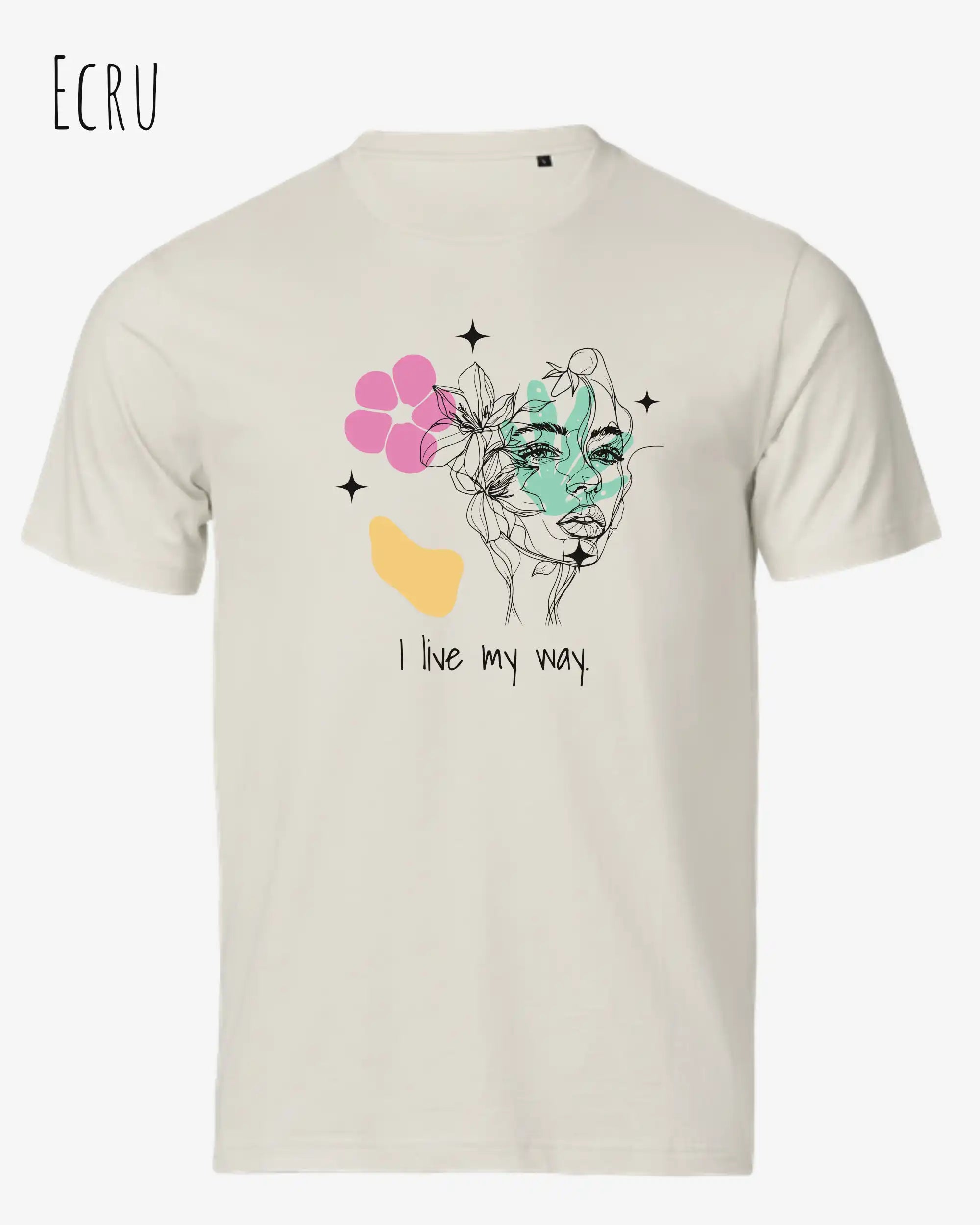 die Abbildung zeigt das nachhaltige Bio-Design-T-Shirt Tee Jays Urban Luxury Tee 1150 in der Farbe ecru mit dem Statement-Motiv "I live my Way".