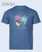 die Abbildung zeigt das nachhaltige Bio-Design-T-Shirt Tee Jays Urban Luxury Tee 1150 in der Farbe ocean blue mit dem Statement-Motiv "I live my Way".