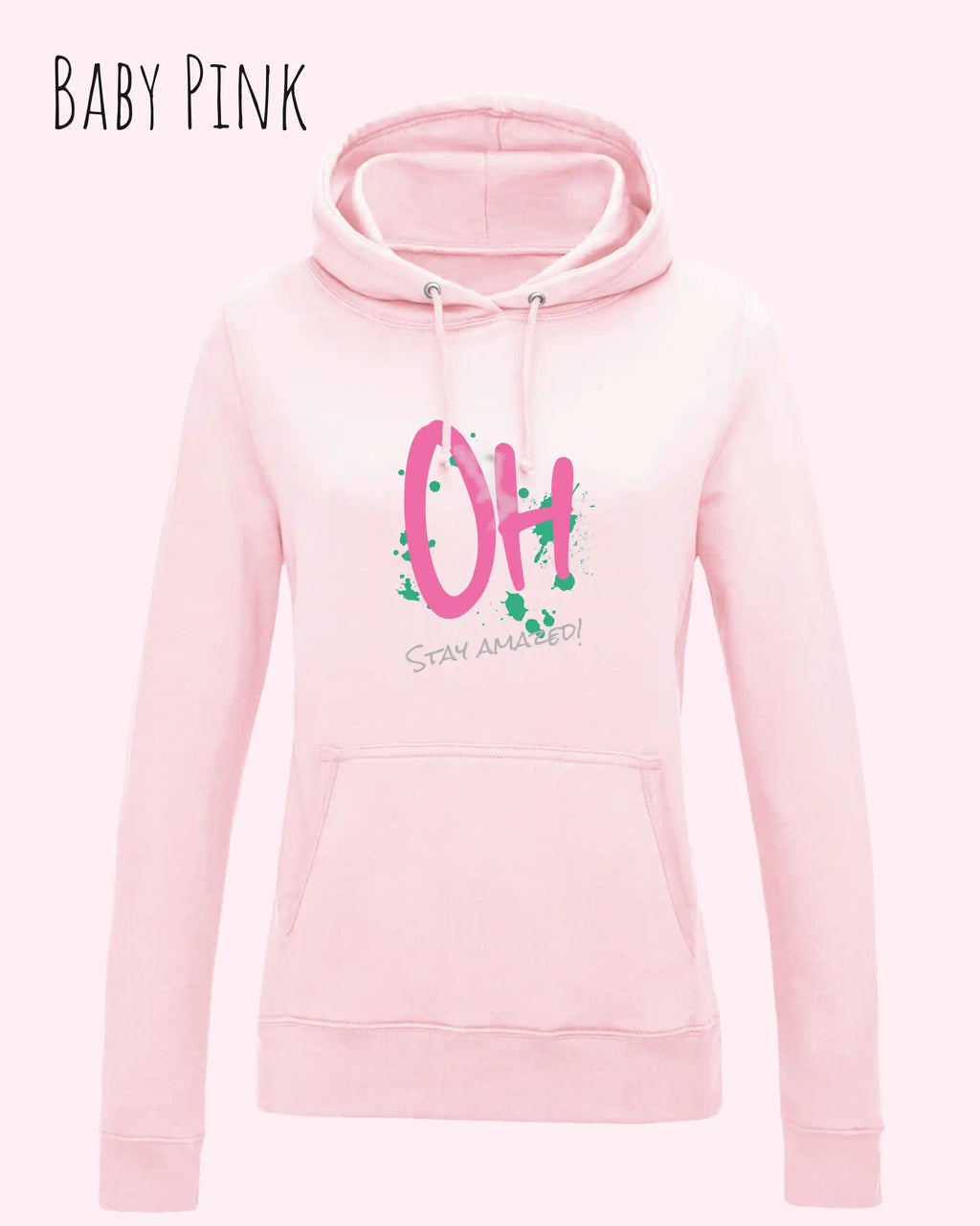 damen hoodie baby pink im feminine fit aus weicher baumwollmischung mit design stay amazed