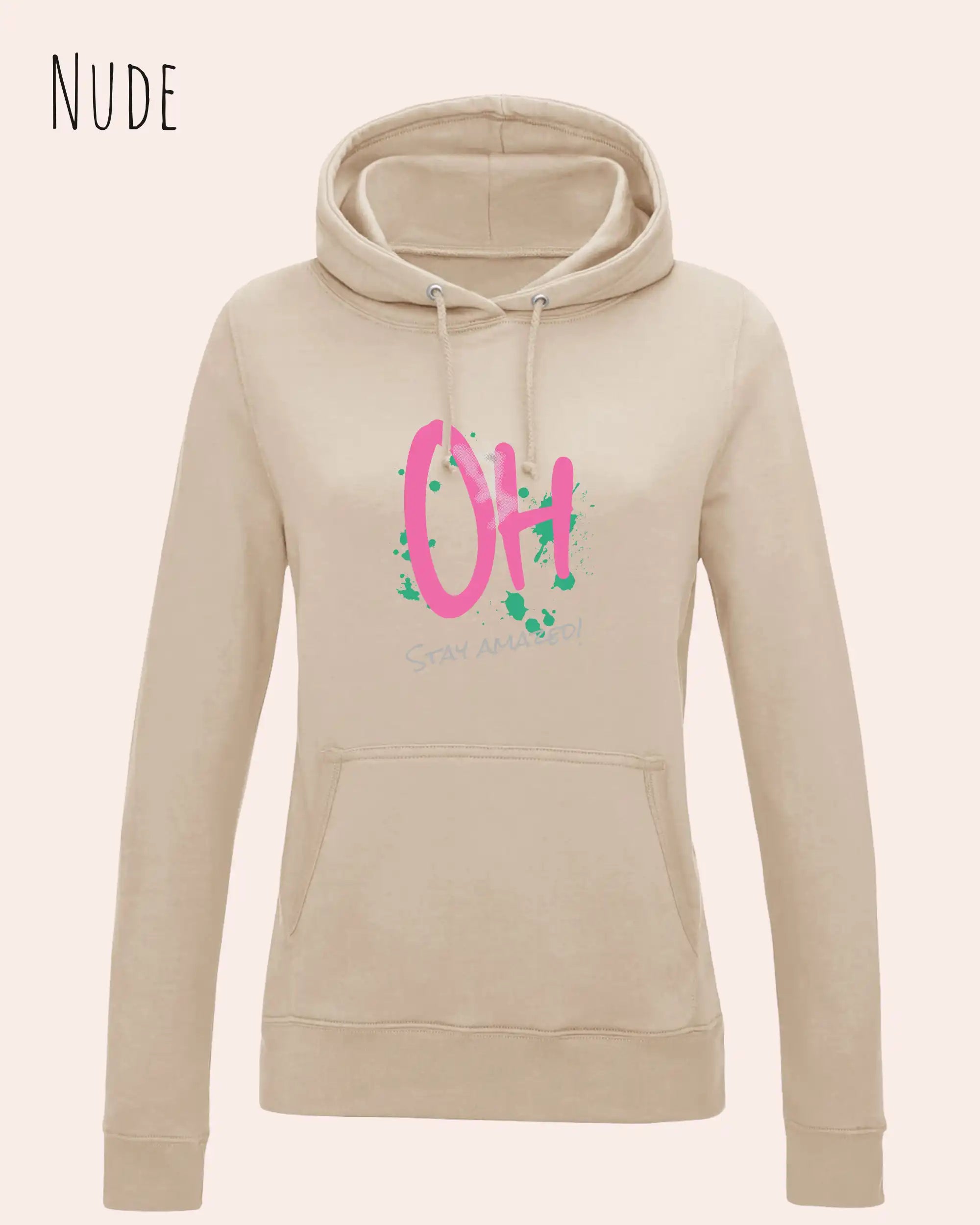 damen hoodie nude im feminine fit aus weicher baumwollmischung mit design stay amazed