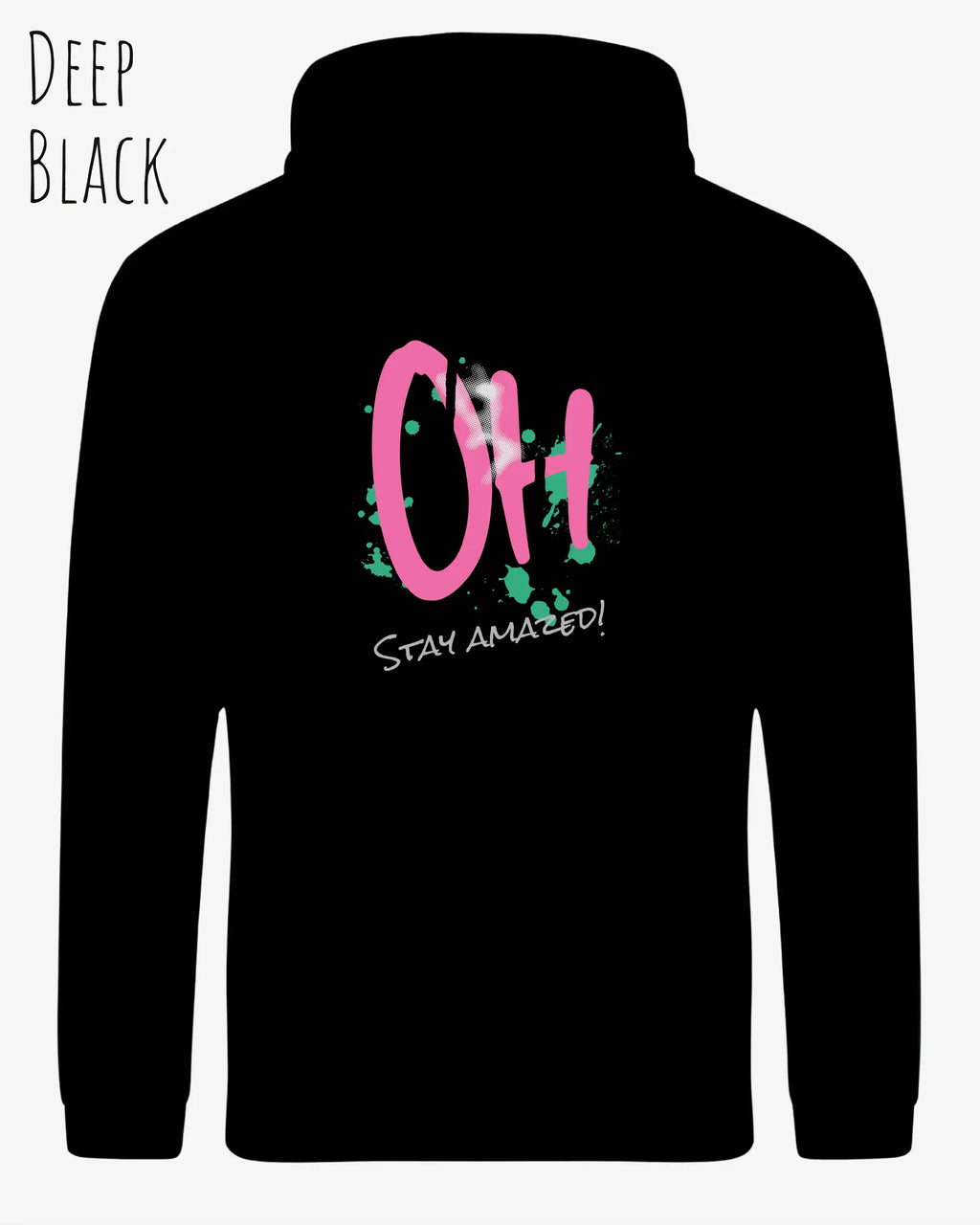 unisex basic hoodie deep black aus weicher baumwollmischung mit stay amazed design