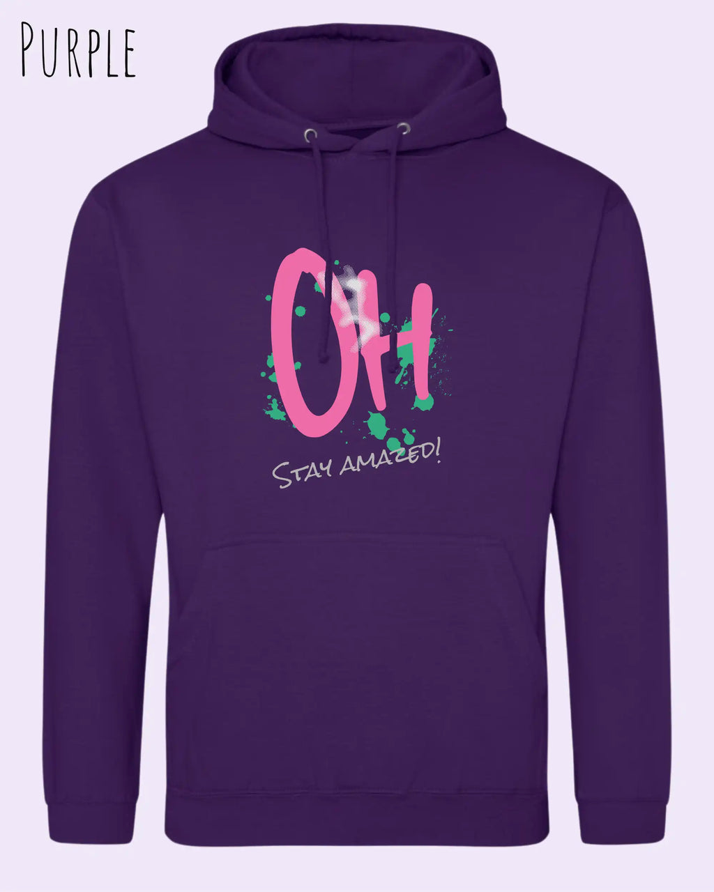 unisex basic hoodie purple aus weicher baumwollmischung mit stay amazed design