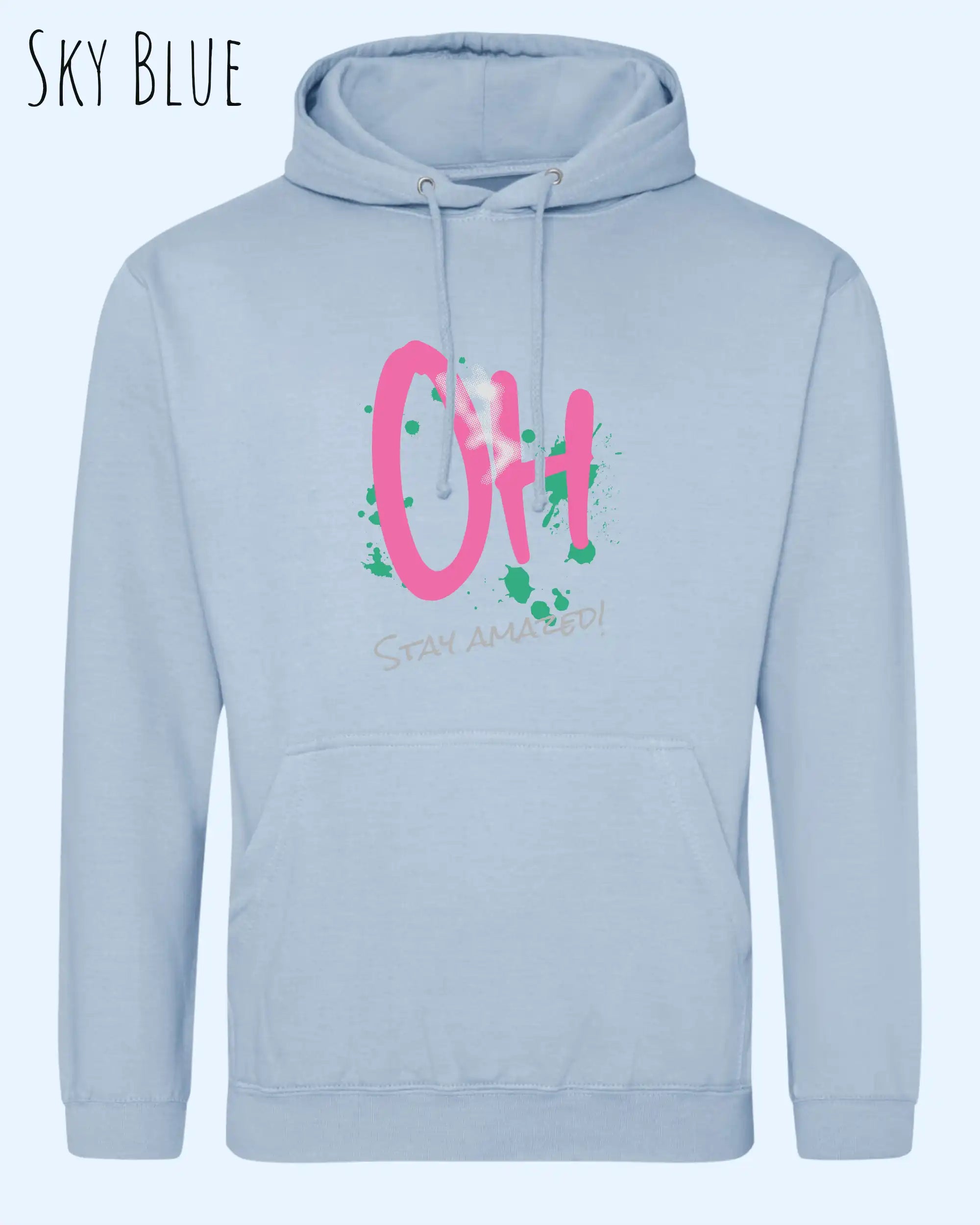 unisex basic hoodie sky blue aus weicher baumwollmischung mit stay amazed design