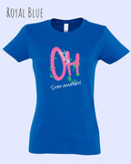 das bukt zeigt das design-t-shirt SOL’S Imperial Women 11502 in der farbe royal blue und mit dem grafik motiv  oh - stay amazed