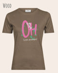 Das Bild zeigt ein feminines Grafik t-shirt in der farbe wood und mit dem design  stay amazed!