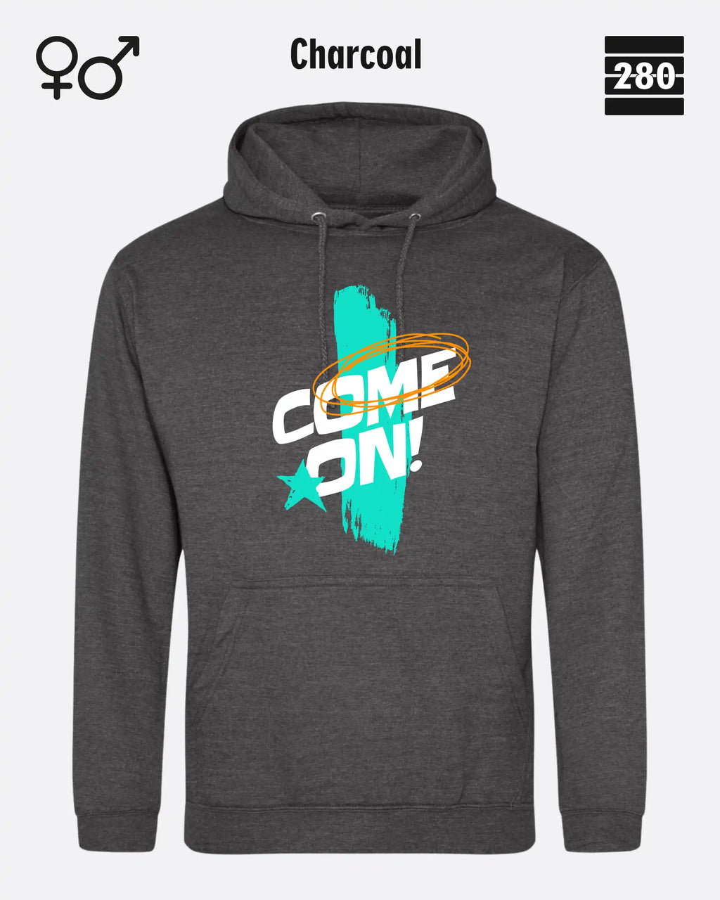Design‑Hoodie – Unisex – COME ON – Weiche Baumwollmischung