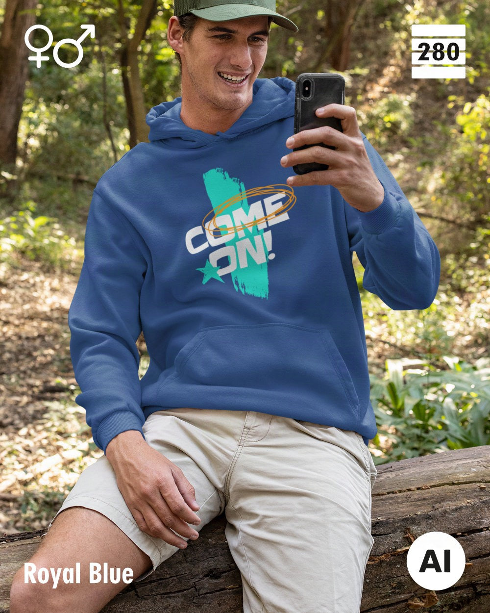 Design‑Hoodie – Unisex – COME ON – Weiche Baumwollmischung