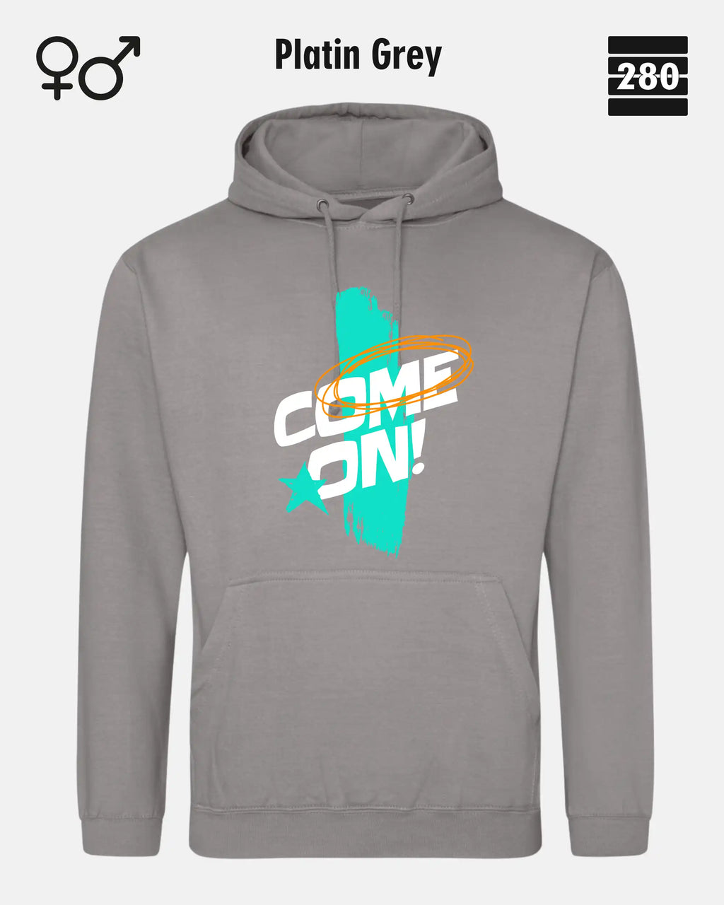 Design‑Hoodie – Unisex – COME ON – Weiche Baumwollmischung