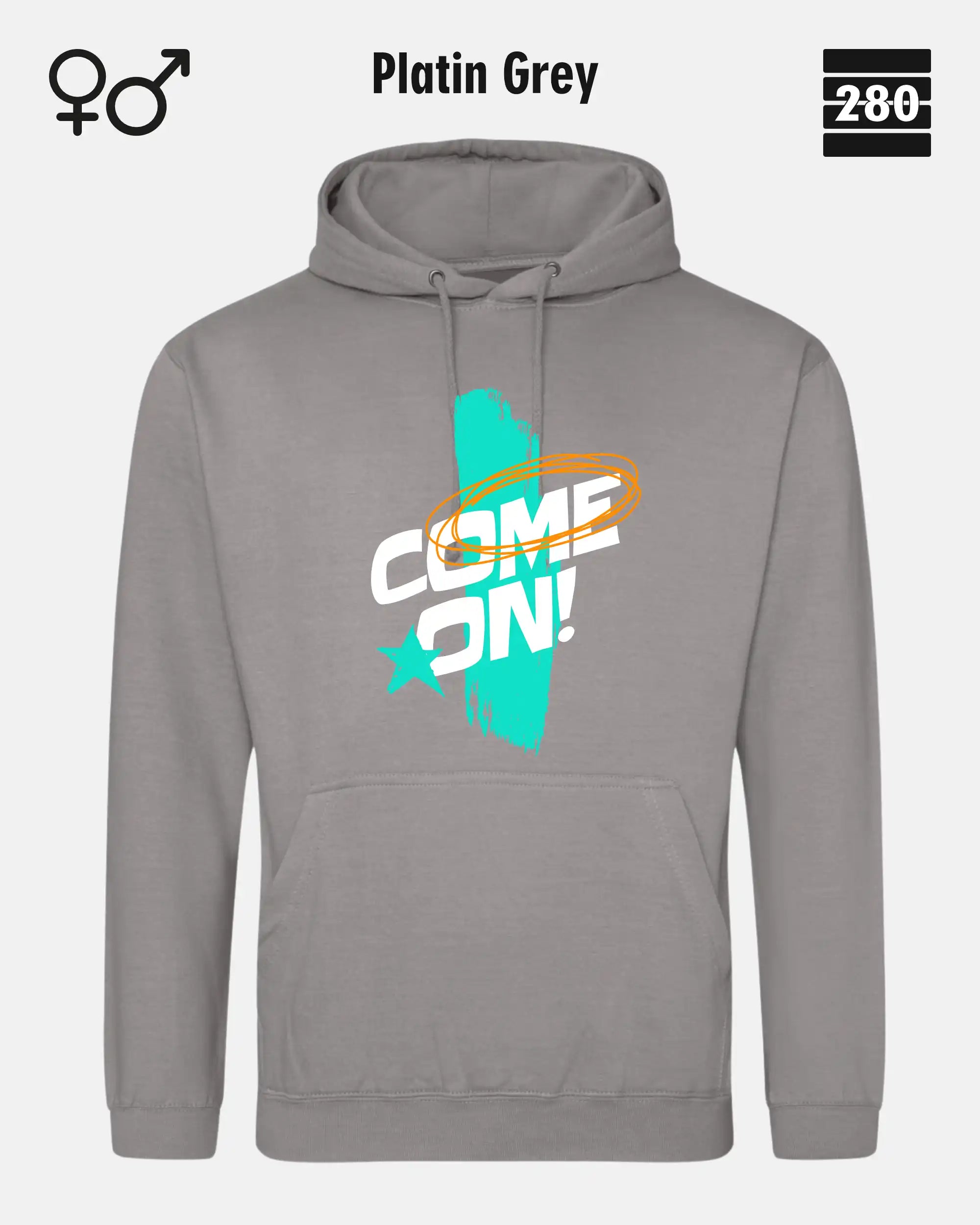 Design‑Hoodie – Unisex – COME ON – Weiche Baumwollmischung