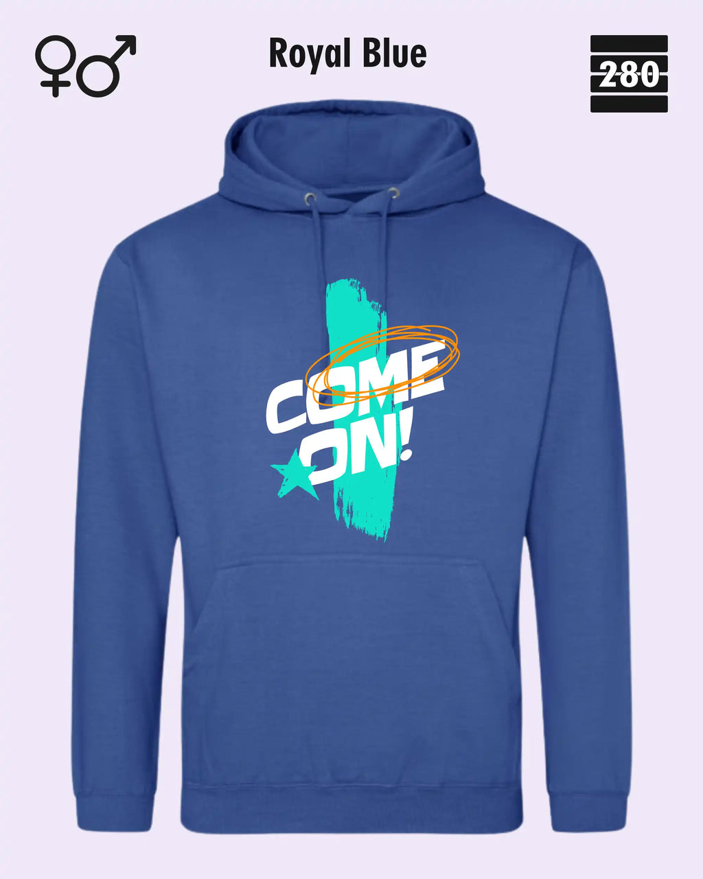 Design‑Hoodie – Unisex – COME ON – Weiche Baumwollmischung