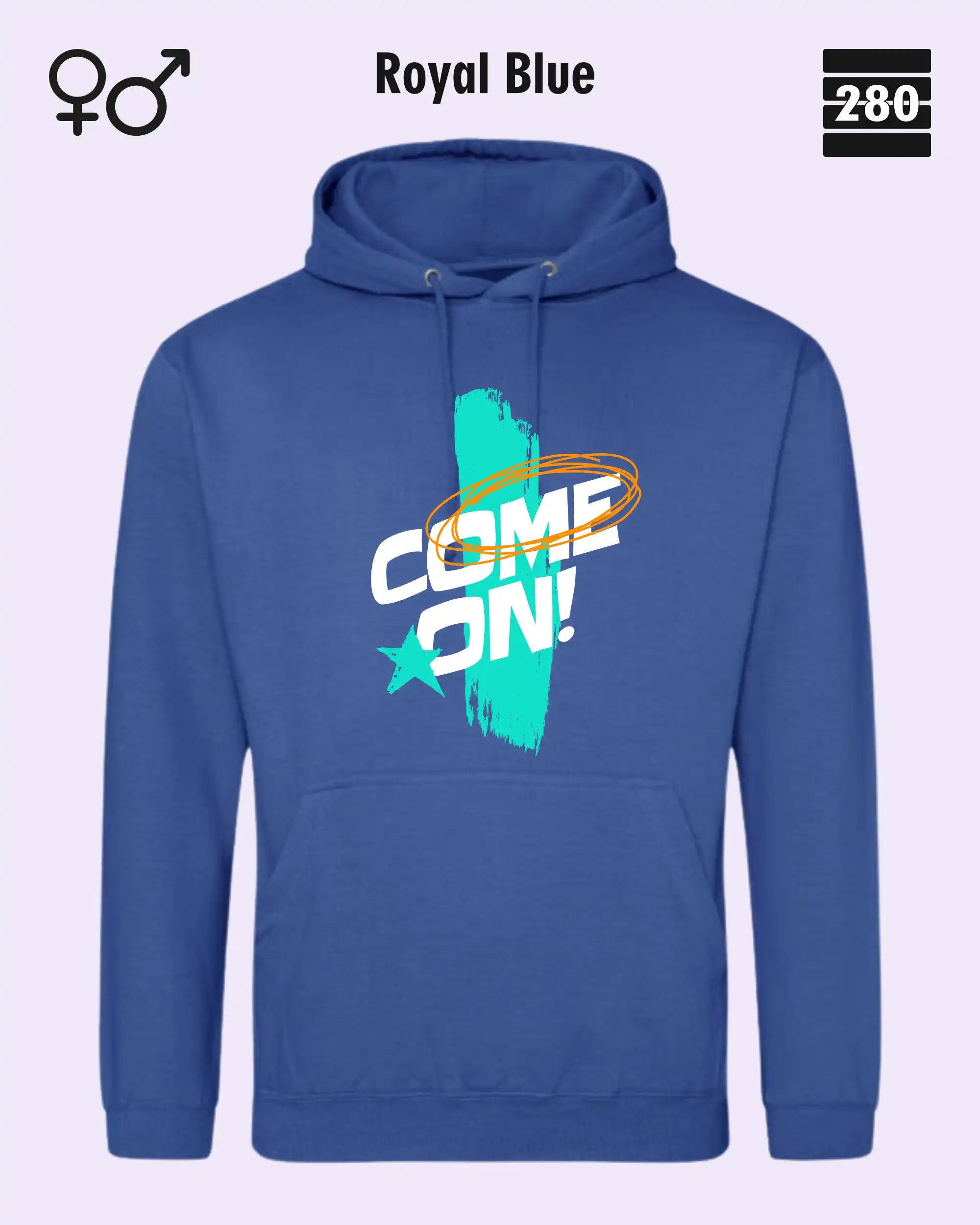 Design‑Hoodie – Unisex – COME ON – Weiche Baumwollmischung