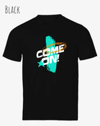 das Bild zeigt das bio design-t-shirt Tee Jays Urban Luxury Tee 1150 in black mit dem motiv come on!