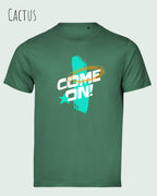 das Bild zeigt das bio design-t-shirt Tee Jays Urban Luxury Tee 1150 in cactus mit dem motiv come on!